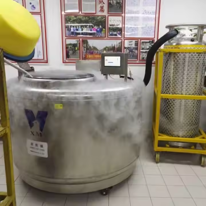 使用液氮罐凍存，外部結(jié)霜